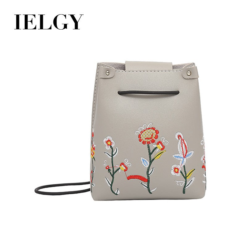 IELGY Mini embroidered bucket bag shoulder bag