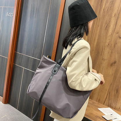 IELGY Women's bag, One shoulder Black Zipper Large capacity Fashion Khaki Double root Large Casual