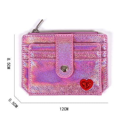 IELGY laser PU leather embroidery card holder card zip coin purse