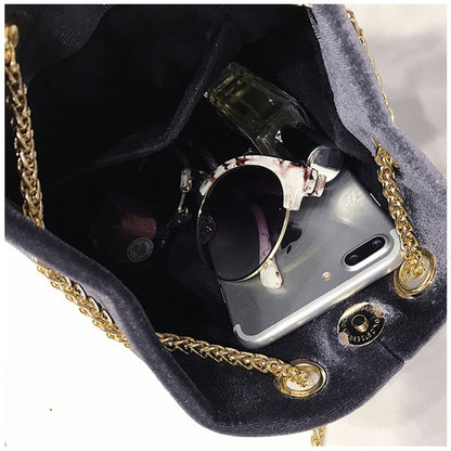 Korean version of the retro bucket bag chain shoulder bag female