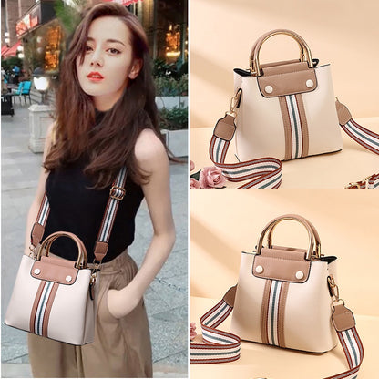 IELGY Fashion Stripe Korean Temperament Messenger Bag Simple Bucket Type
