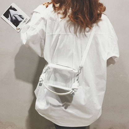 IELGY transparent small square box plastic shoulder slung handbag
