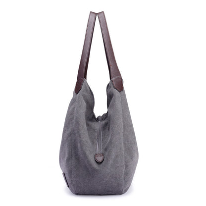 New canvas bag female bag fashion wild art simple shoulder bag multi-compartment leisure big bag