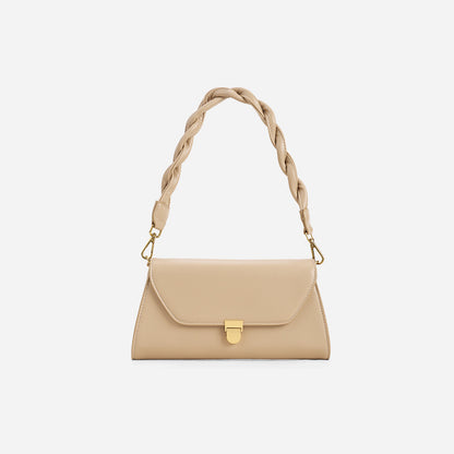 IELGY one shoulde Women's bag chain messenger bag braided strap Fashionable One shoulder PU female French style  underarm bag