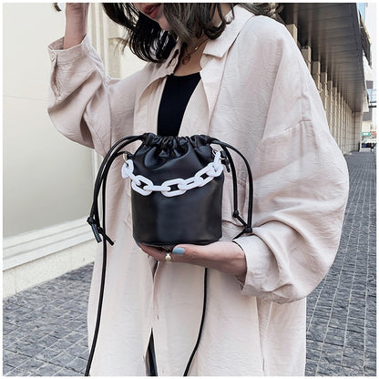 IELGY Women's bag popular solid color simple bucket bag all-match one shoulder Crossbody Western style casual