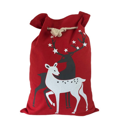 IELGY Red Christmas Bag Elk Canvas Drawstring Drawstring