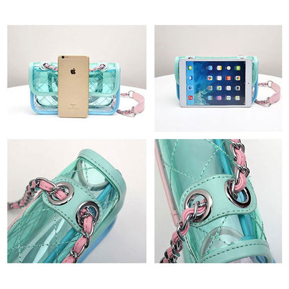 Transparent bag Lingge chain bag Messenger bag Jelly bag