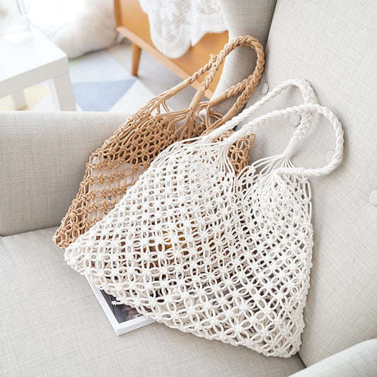 IELGY net woven bag vacation beach bag handbag Fashion