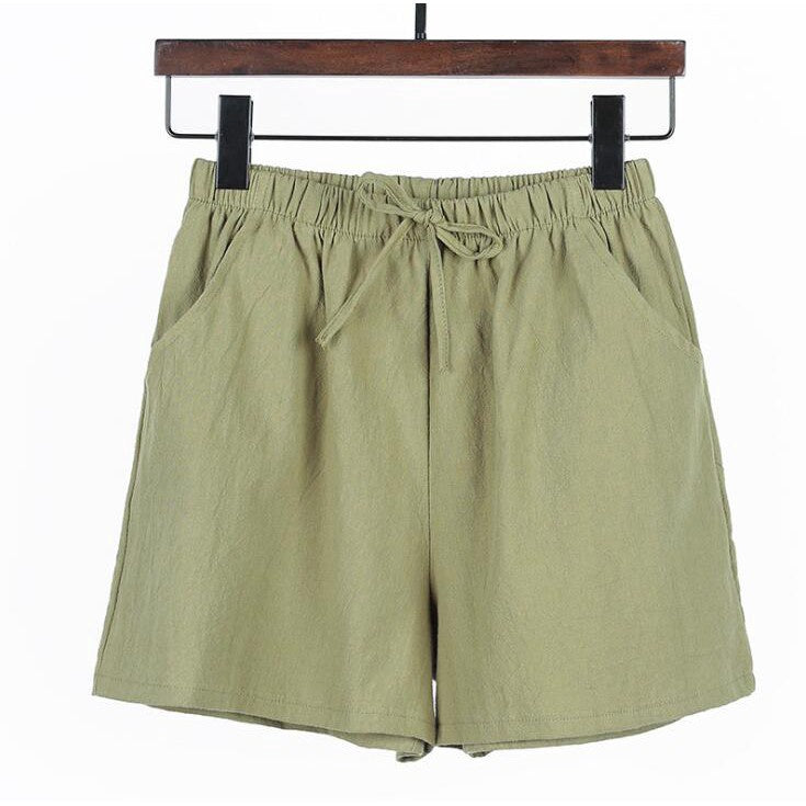 IELGY Loose linen cotton linen large size student sports casual shorts female wide leg pants