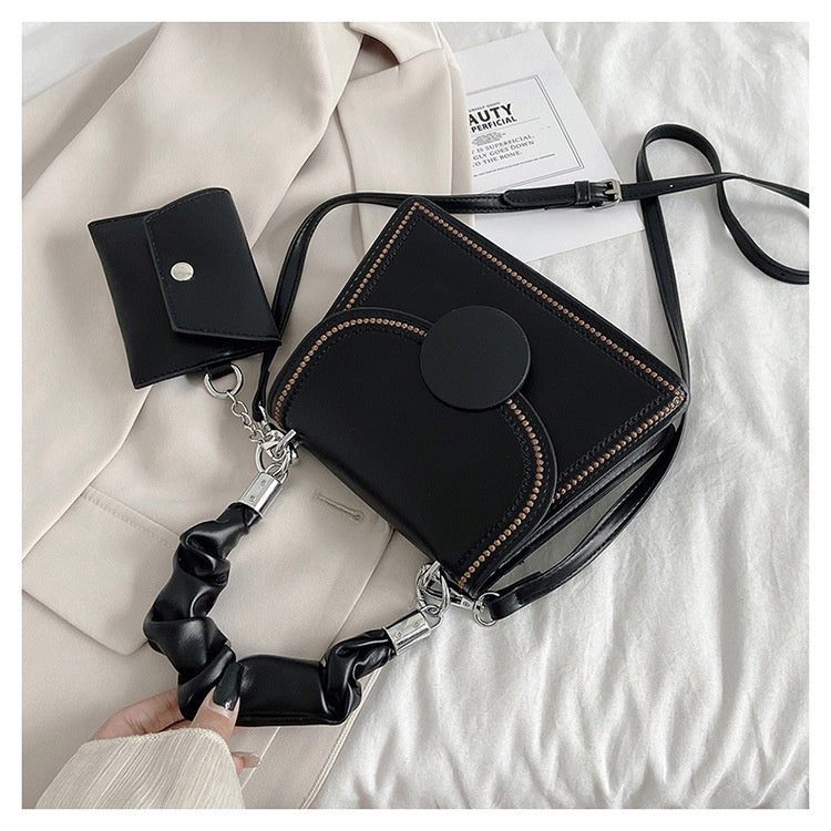 IELGY Women's bag casual black PU portable one shoulder all-match square crossbody fashion