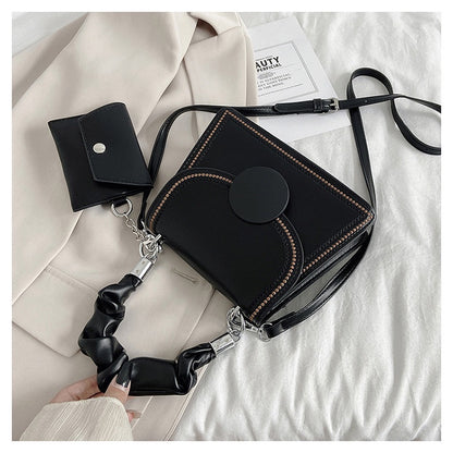 IELGY Women's bag casual black PU portable one shoulder all-match square crossbody fashion
