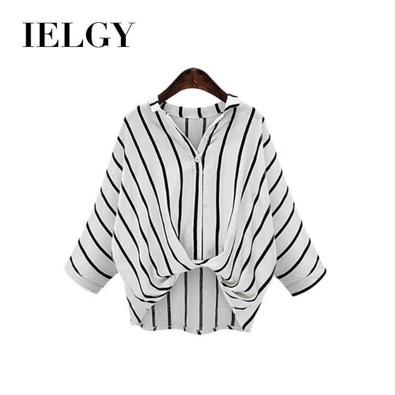 IELGY Plus Size Loose Striped Shirt Top