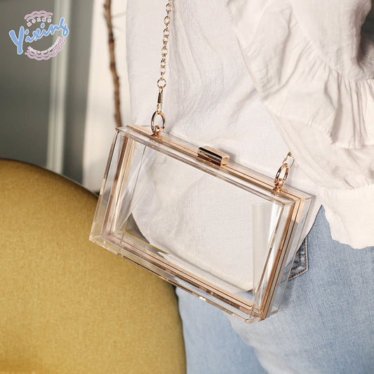 IELGY Transparent acrylic bag hot sale ladies square bag shoulder chain bag