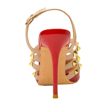 IELGY Pointed-toe high heel women fashion sexy 10cm thin with thin rivets women's Roman sandals