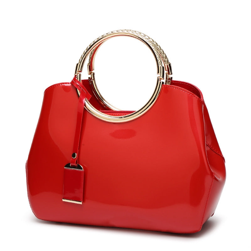IELGY Patent leather bag shoulder bag, European and American style, bright face handbag