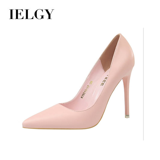 IELGY Korean women's shoes fashion simple Super high-heeled shallow mouth pointed sexy shoes