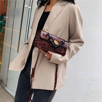 IELGY One-shoulder handbags fashion crocodile pattern wild retro Messenger small square bag female