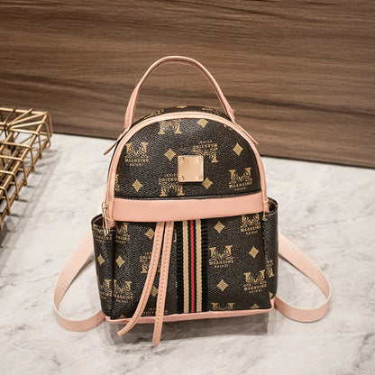 IELGY Korean printing contrast color drawstring backpack large capacity simple handbag