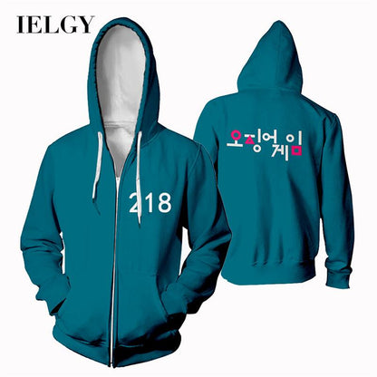 IELGY Plus size Squid Game Squid Game Zipper Park Hae Soo Korean Drama Sportswear Plus Size Sweatshirt Jacket