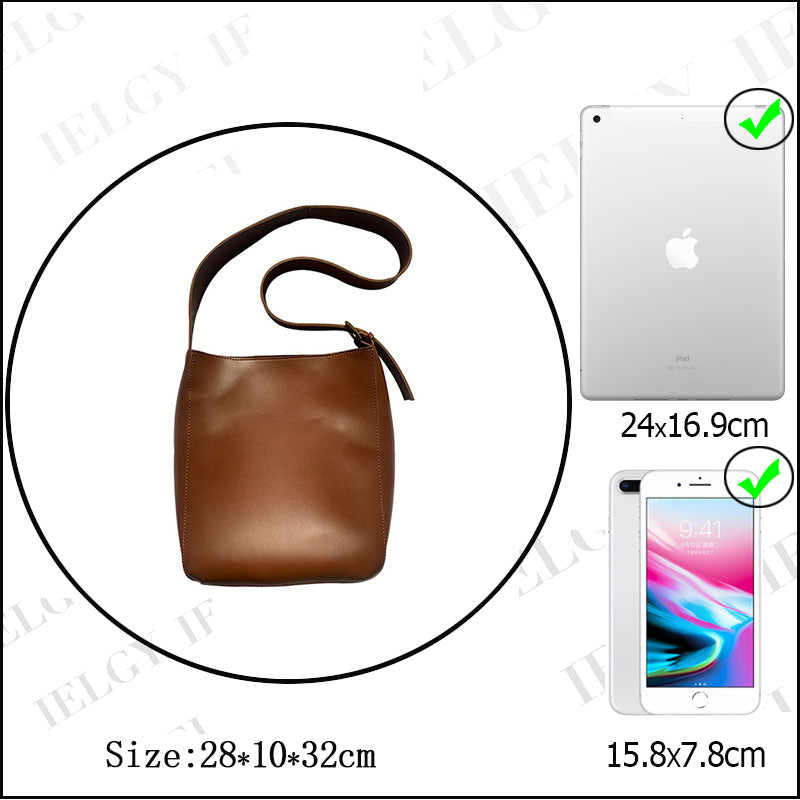 IELGY Retro Crossbody Bucket Simple Women's bag Casual One shoulder Fashion Korean All-match