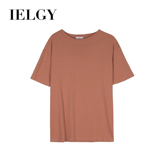 IELGY Summer loose women's shirt solid color short-sleeved T-shirt 5 colors available, short sleeves, solid color inside