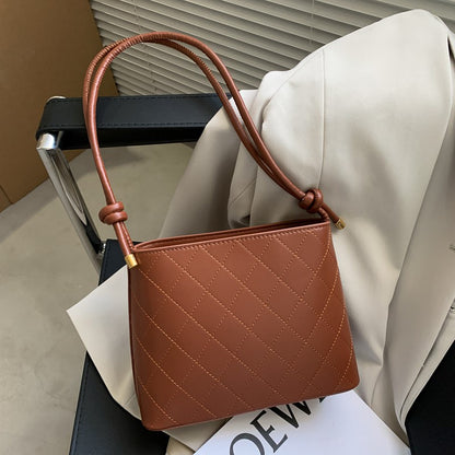 IELGY Women's bag solid color Retro All-matching one shoulder underarm bag rhombus popular fashion crossbody