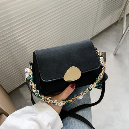 IELGY Women's bag crossbody frosted baguette retro black all-match one shoulder underarm magnetic buckle