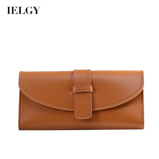 IELGY Solid Color Korean Wallet Women's Long Style Fashionable Multifunction Large-capacity Buckle