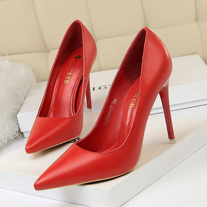 IELGY Korean women's shoes fashion simple Super high-heeled shallow mouth pointed sexy shoes