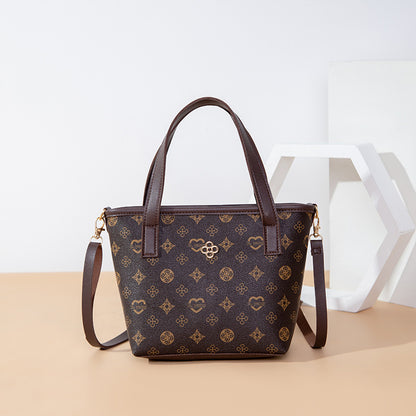 IELGY handbags bucket bags flowers diagonal bags simple and classic shoulder bags soft leather ladies mobile phone bags printed Retro