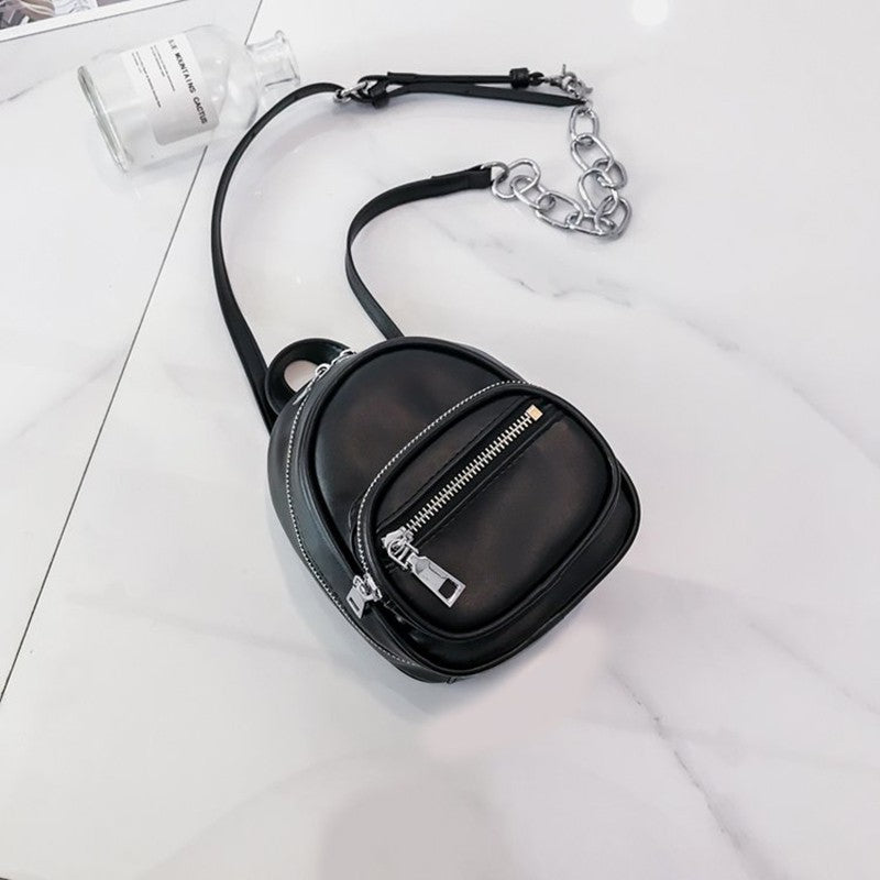 IELGY PU shoulder bag female slung portable iron chain small bag purse