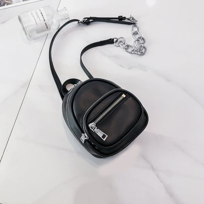IELGY PU shoulder bag female slung portable iron chain small bag purse