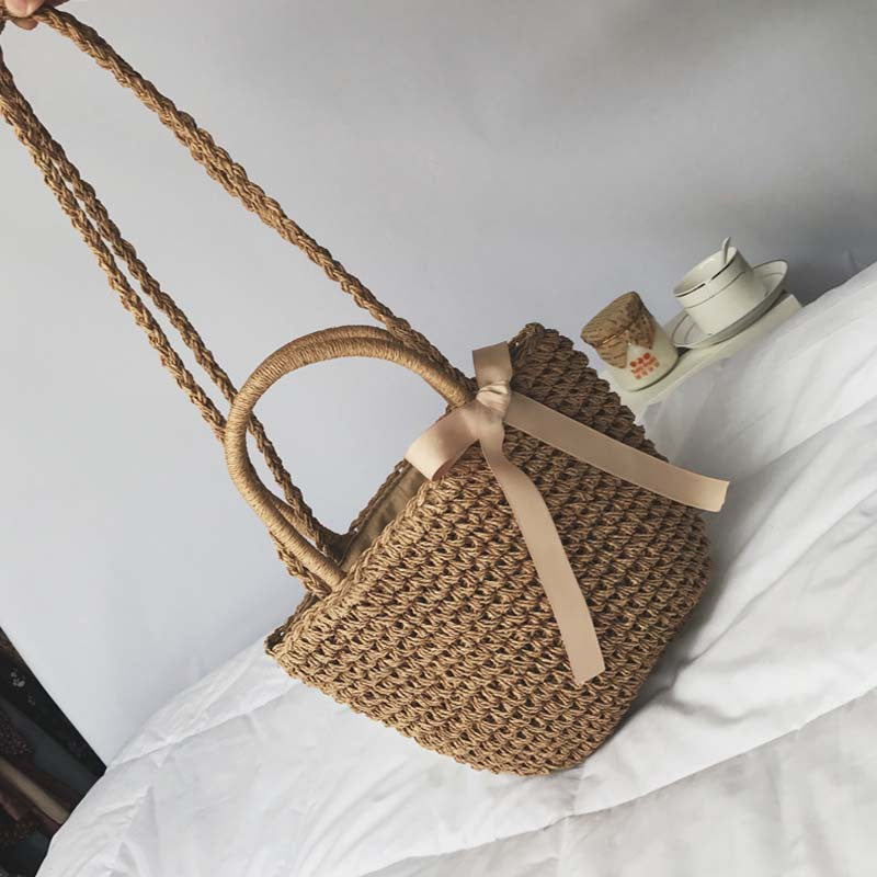 IELGY Straw bag beach bag vacation bag