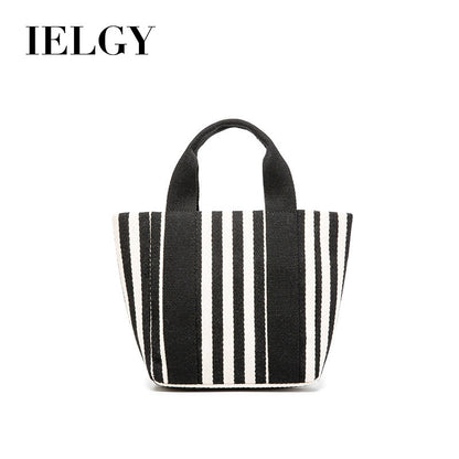 IELGY Simple striped canvas bag, small fresh canvas handbag, messenger handbag