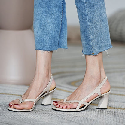 IELGY Sandals female fairy style square head flip flops thick heel fashion high heels