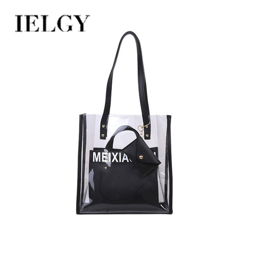 IELGY Jelly large transparent bag capacity, photo capacity and women's tote bag