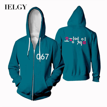 IELGY Plus size Squid Game Squid Game Zipper Park Hae Soo Korean Drama Sportswear Plus Size Sweatshirt Jacket