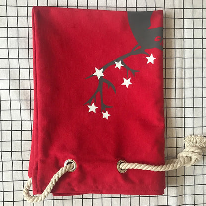 IELGY Red Christmas Bag Elk Canvas Drawstring Drawstring