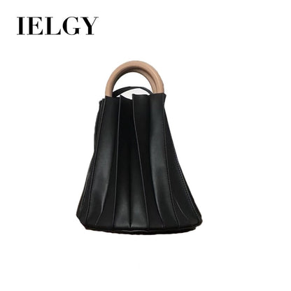 IELGY Korean three-dimensional pleated wooden ring bucket bag