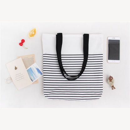 IELGY Handmade canvas bag hand strap shoulder striped canvas bag