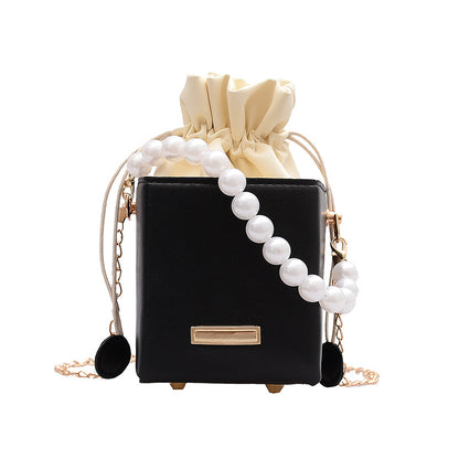 IELGY Small square bag female fashion western style popular all-match pearl portable chain messenger bag
