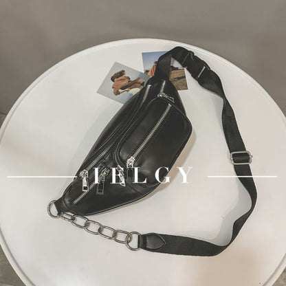 IELGY Diagonal personality leisure chain chest pockets