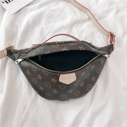 IELGY Trend of old brown floral handbag chest pocket printing pockets small bag
