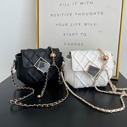 IELGY Fashion Lingge Chain Female Diagonal Korean Style Temperament Small Square Bag