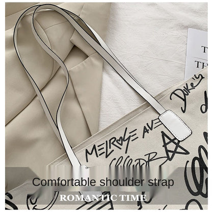 IELGY Commuting Fashion Canvas Tote Horizontal square All-match Portable Casual Woman's Shoulder bag