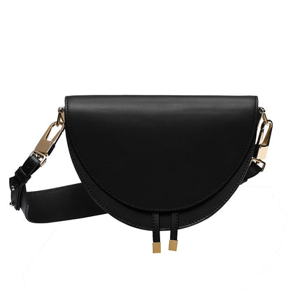 IELGY Korean crocodile pattern wide shoulder strap Messenger bag semicircle