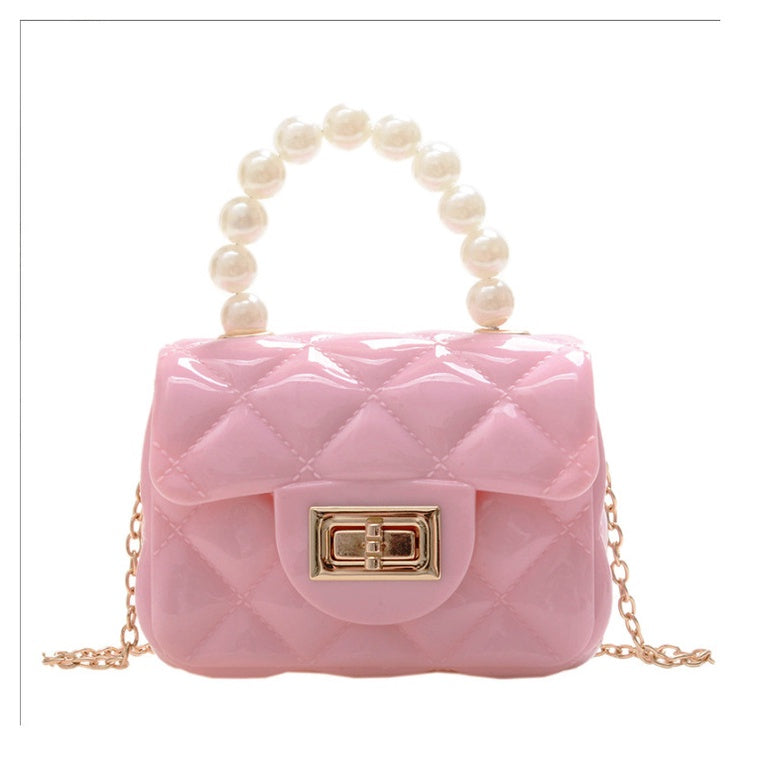 IELGY New jelly chain pearl handbag rhombus women's bag