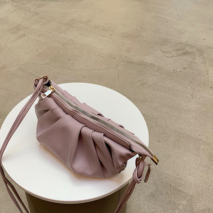 IELGY ALL-match Soft surface PU Shoulder Plain Portable Women's Bag Casual Fold