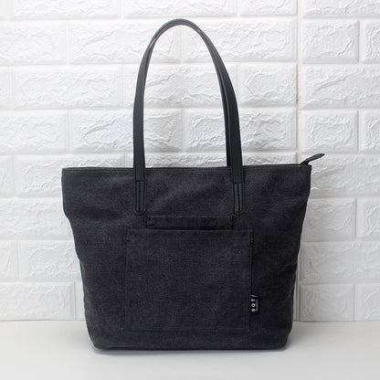 IELGY Women's single shoulder tote bag canvas bag simple literary single shoulder handbag