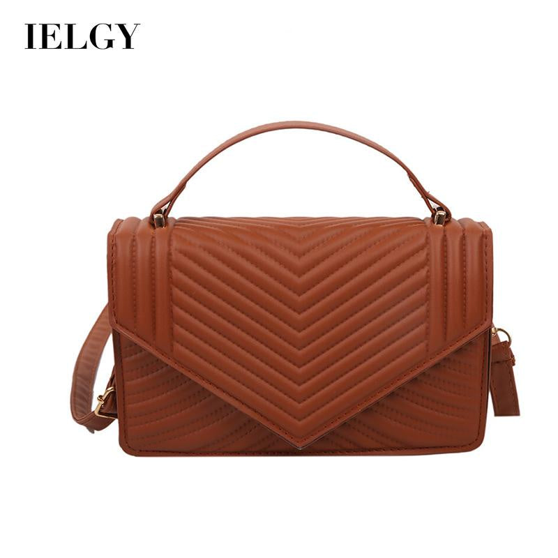 IELGY fashion rhombus embroidery thread female bag retro small square solid color texture single-shoulder messenger